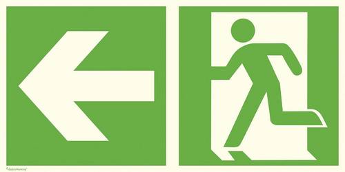 SafetyMarking Fluchtwegschild Folie Notausgang links, Richtungsangabe links 38.0088 (B x H) 300mm x 150mm ISO 7010 1St.