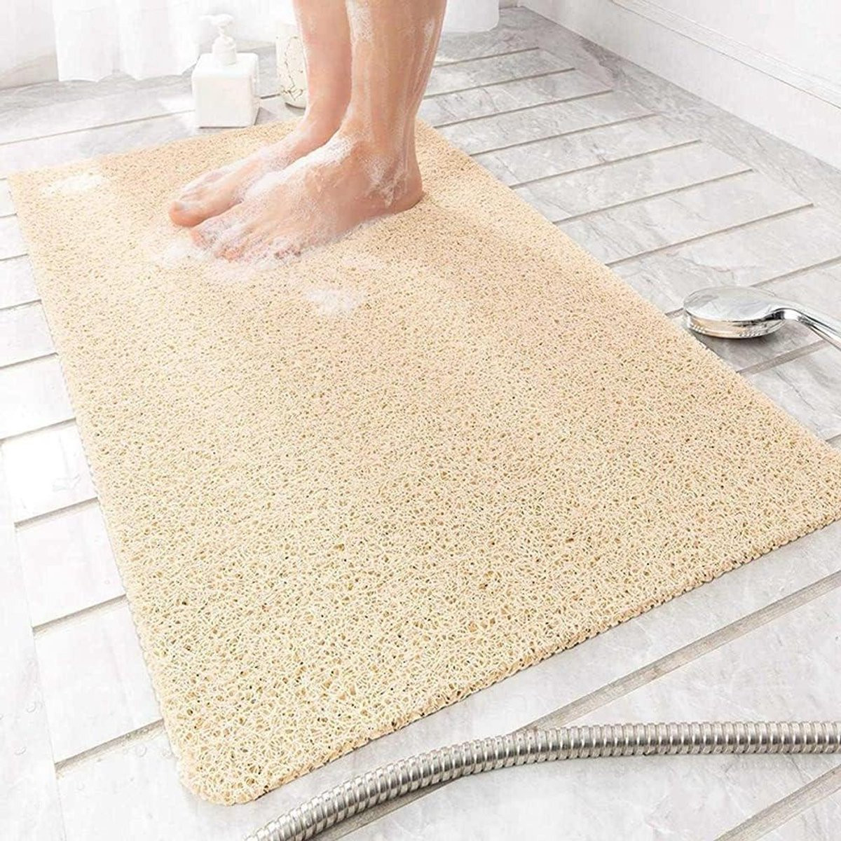 Allecto Plus Antislip Loofah Douchemat - Beige - 40 x 80 cm
