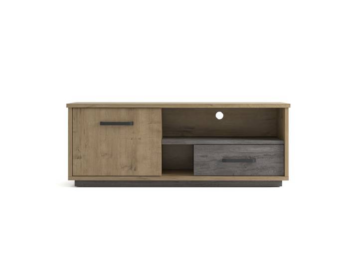 Meuble TV L. 160 cm TERRA Imitation chêne / béton ciré