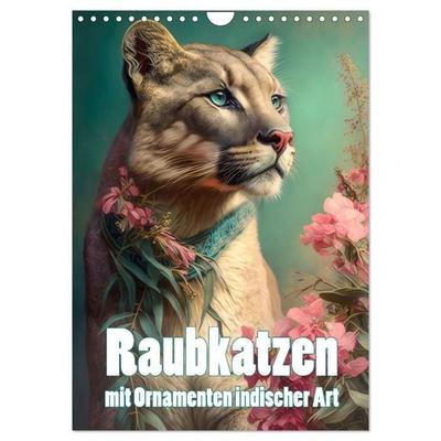 Raubkatzen mit Ornamenten indischer Art (Wandkalender 2027 DIN A4 hoch), CALVENDO Monatskalender