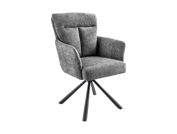 360° Drehbarer Armlehnstuhl „Big Nevis“ Strukturstoff Hellgrau Invicta Interiors