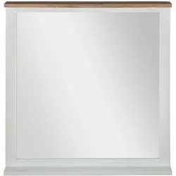 WOMO-DESIGN Wandspiegel Xi’an 80x76 cm, rechteckig, Natur/Weiß, handgefertigter Massivholz-Spiegel aus Mangoholz, Landhausstil, Flur- & Badspiegel