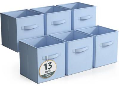 "Sorbus Fabric Storage Bins 13"" Foldable Cubes With Handles For Pantry, Cubbies, Toy And Closet Shelving Organization - 6Pk"