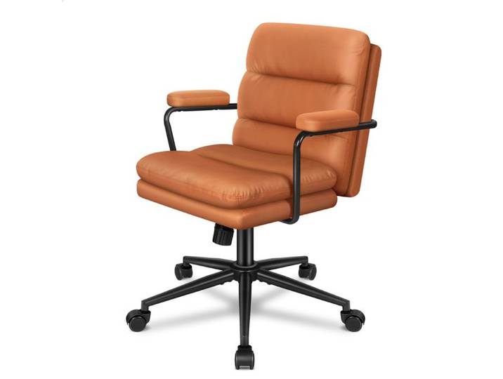 Chaise de maquillage ALFORDSON à roulettes chaise de bureau rembourrée avec accoudoirs Cuir PU Marron