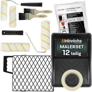 Hinrichs Malerset 12-teilig, mit 2 Farbrollern, 4 Farbwalzen, Folie und Farbwanne