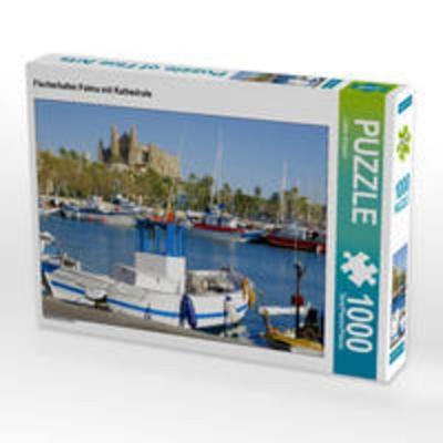 CALVENDO Puzzle Fischerhafen Palma mit Kathedrale | 1000 Teile Lege-Größe 64x48cm Foto-Puzzle für glückliche Stunden