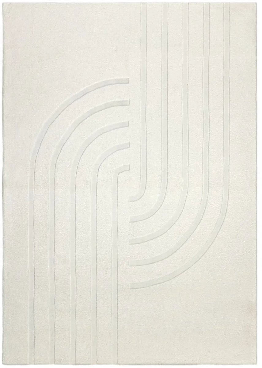 Japandi Vloerkleed Peace Bogen Crème - Scandinavisch Geometrisch Tapijt - 80 x 150 cm