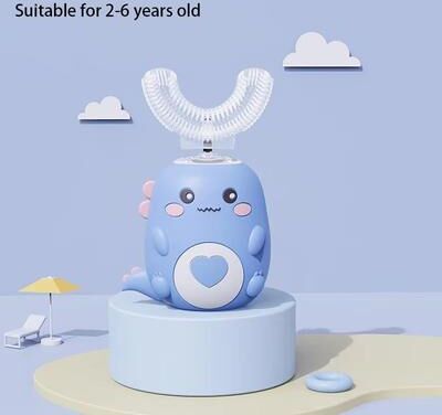 Inspired Finds SmileWave Kids Rechargeable U Shape Electric Toothbrush 2 6 Years Old Blue