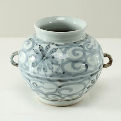Artissance Approx.8 Inches Subtle Blue and White Vase with Two Handles