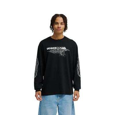 Langarmshirt DC SHOES "DC Side Flame", Herren, Gr. L, schwarz, Obermaterial: 75% Baumwolle, 25% Baumwolle., Shirts Langarmshirt