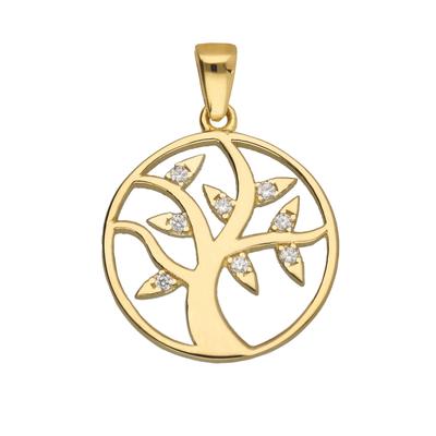 Kettenanhänger ADELIA´S "Anhänger Baum des Lebens 333 Gold ( 8K ) mit Zirkonia", gold, Schmuckanhänger, Damen, mit Zirkonia, Gold, Kettenanhänger, Goldanhänger Lebensbaum