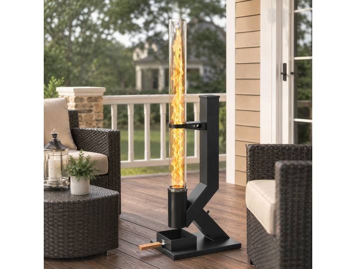 Outsunny Poêle à Granulés Extérieur 13kW Métal Noir avec Tube