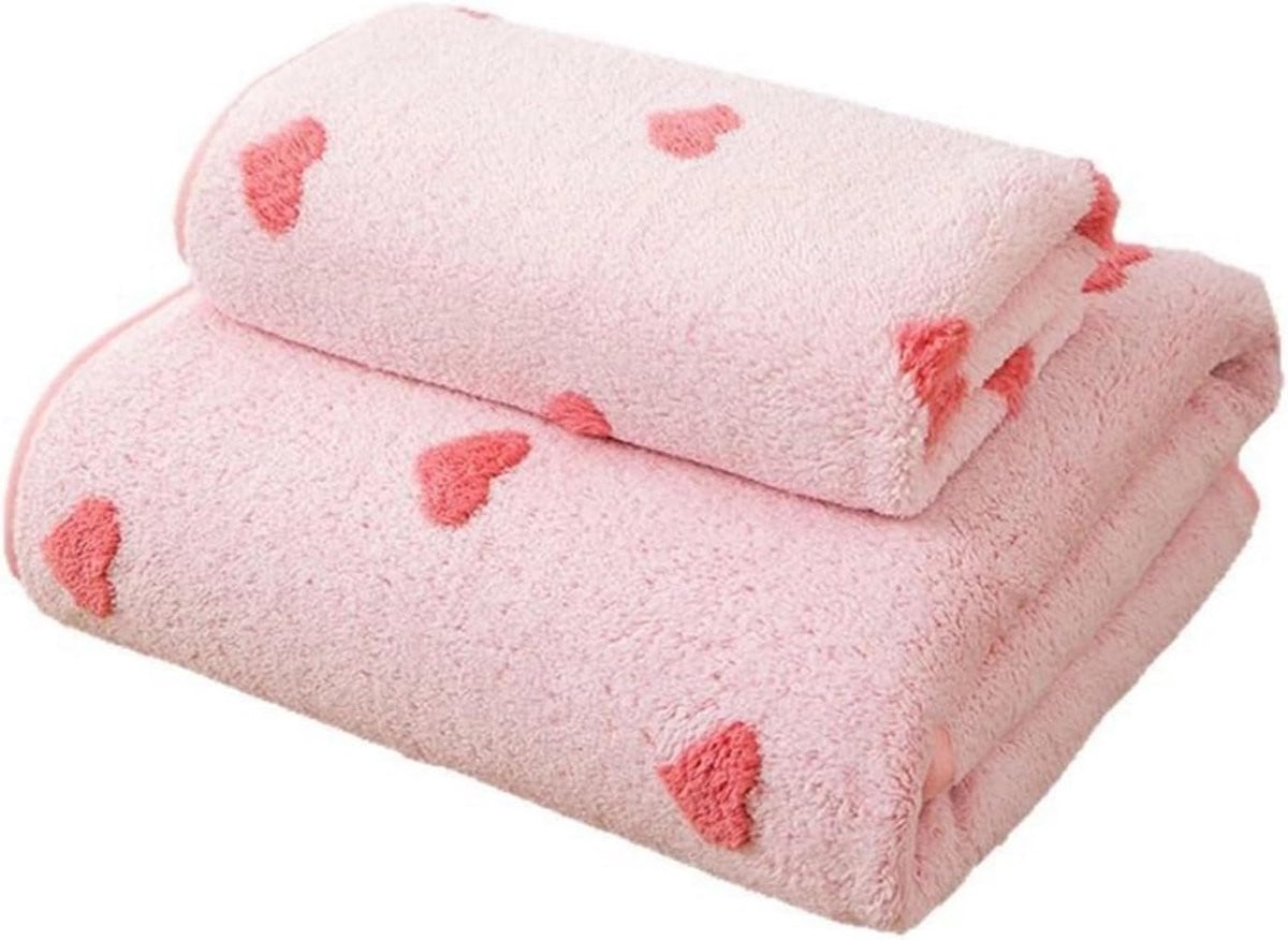 4-delige roze badkamer handdoekenset voor volwassenen