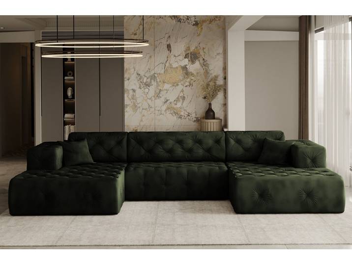 Kaiser Möbel Ecksofa LUX, stark gesteppte U-Form, weicher, eleganter Stoff Whisper, Große Auswahl an Farben für jede Einrichtung, modern und elegant