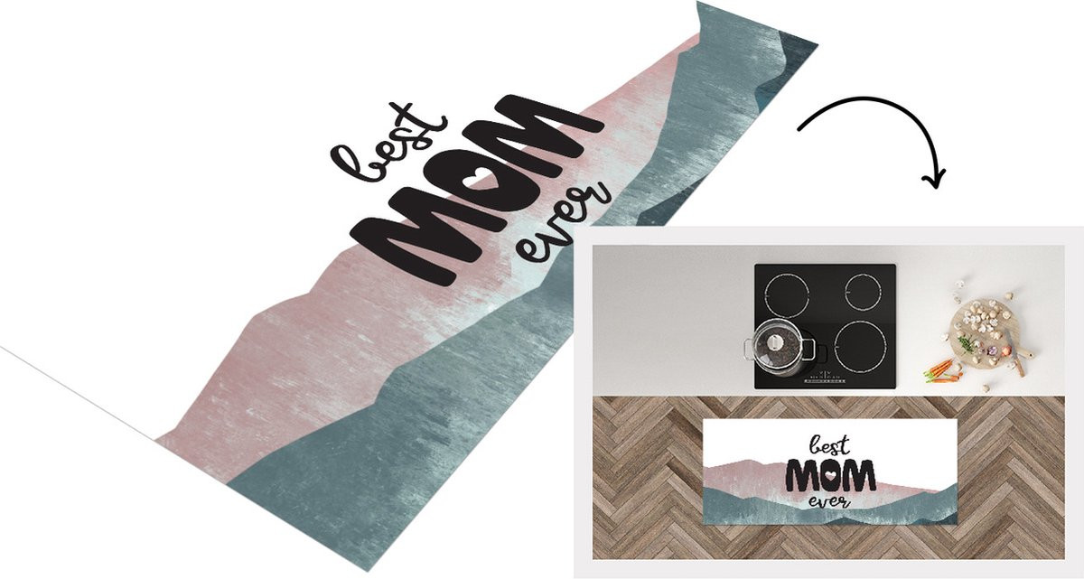 Keukenloper vinyl met Best Mom Ever quote - 120 x 50 cm