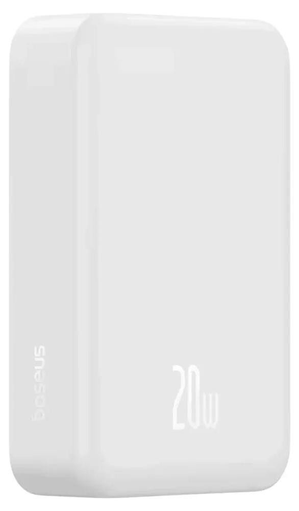 Baseus EnerFill FM41 magnetische powerbank, 20000mAh, 20W, wit, inclusief USB-C naar USB-C kabel (30cm)