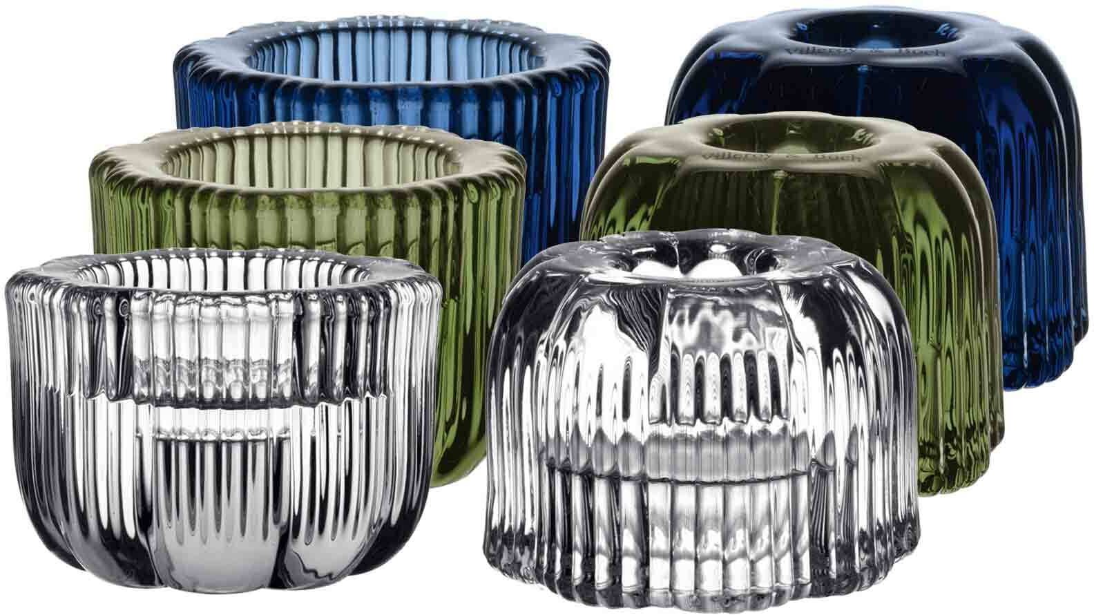 Kerzenhalter VILLEROY & BOCH "2in1-Kerzenständer Fleur ø 6,3 cm 6er Set bunt", bunt, Kerzenhalter, Kerzenhalter