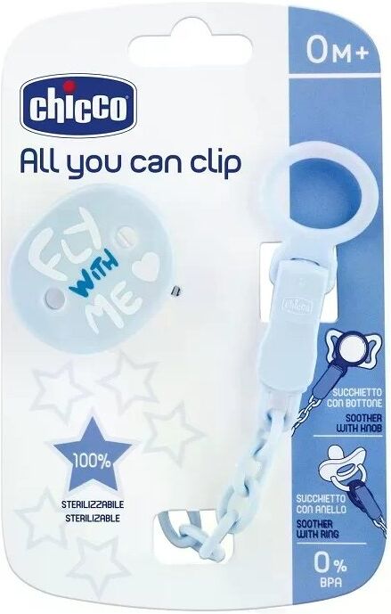 Porta succhietto Chicco 00040852100000 Easy clip con catenella Azzurro