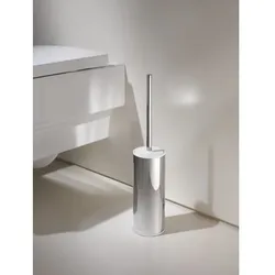 KEUCO Moll Toilettenbürstengarnitur 04969010100 mit Metallgehäuse, Bürste mit Deckel, Standmodell, verchromt/weiß
