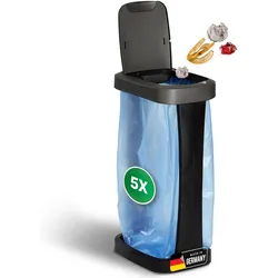 Novaliv 5er-Set Müllsackständer mit Deckel für 70L-120L Müllsäcke, extra Robust & fester Stand Outdoor geeignet, gelber Sack Müllständer Gelbersack-Halter Müll Abfall Ständer Mülltonne