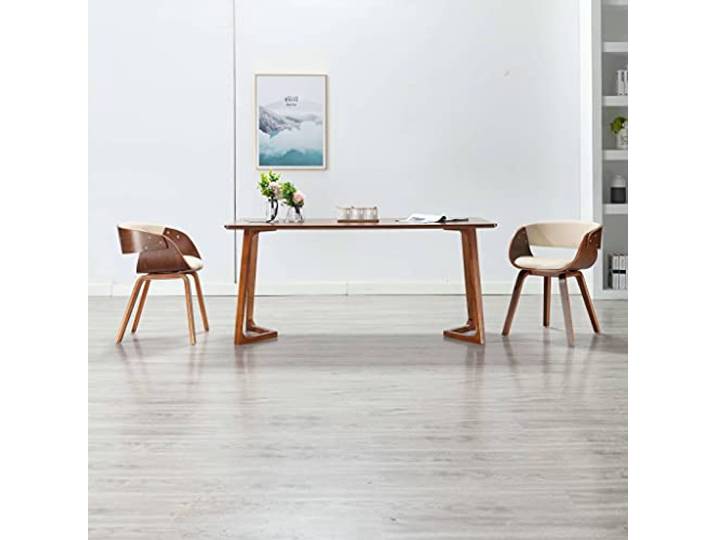 KTHLBRH Esszimmerstuhl Creme Bugholz Kunstleder Polsterstuhl Modern 1 Stuhl, Creme Kunstleder, Bugholzrahmen, weiche Polsterung, pflegeleichte Oberfläche, modernes Design