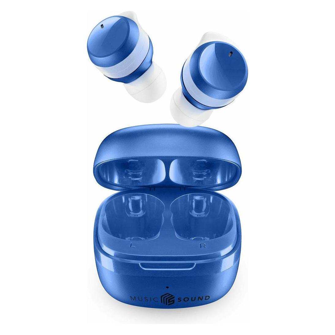 Cellularline Music Sound Flow Kabelloses In-Ear-Headset Musik und Bluetooth-Anrufe Blau (Keine Geräuschunterdrückung, 25 h, Kabellos) (BTMSTWSFLOWB)