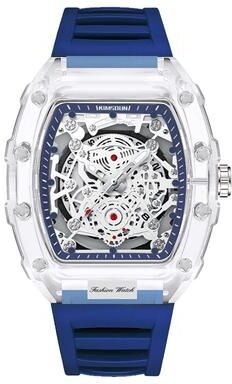 Quick Pick Pro LuxeGlow Men Quartz Watch With Calendar & Luminous Display transparent Blue