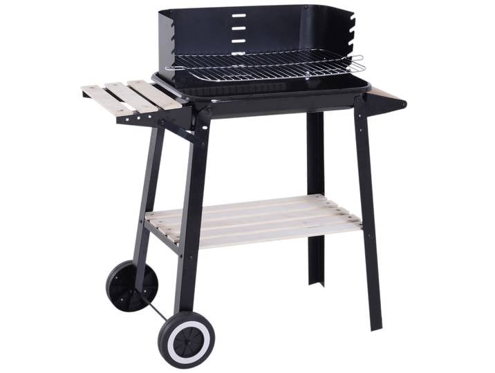Barbecue au charbon de bois Outsunny avec étagères réglables en hauteur et roues 83X37X87 cm