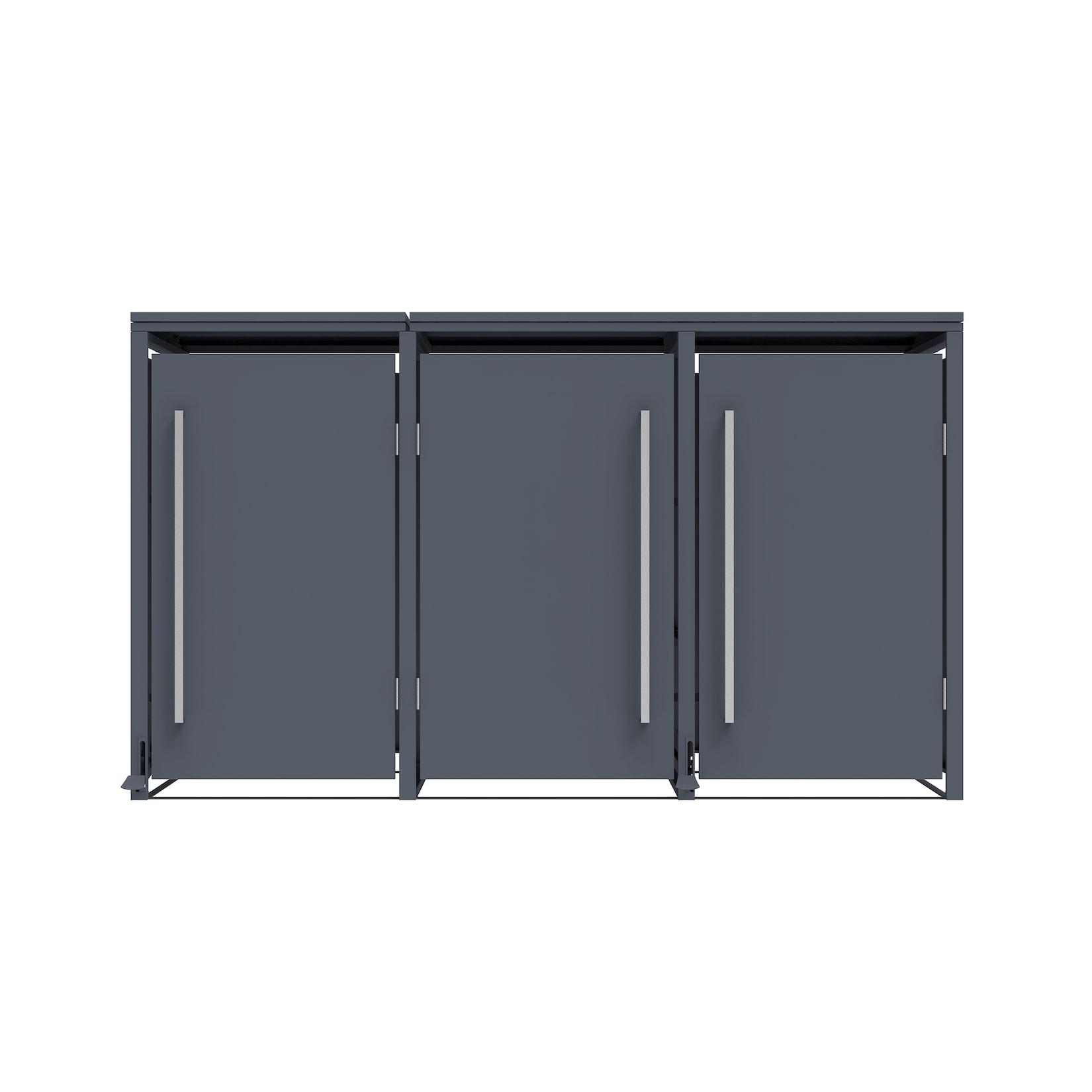 Westmann Mülltonnenbox Pedura 3 3x 240L mit Fußpedal Anthrazit 80x199x116cm