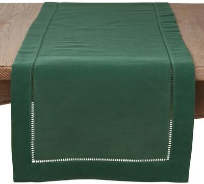 Saro Lifestyle Classic Hemstitch Table Runner - Textured Border Runner for Dining & Formal Entertaining