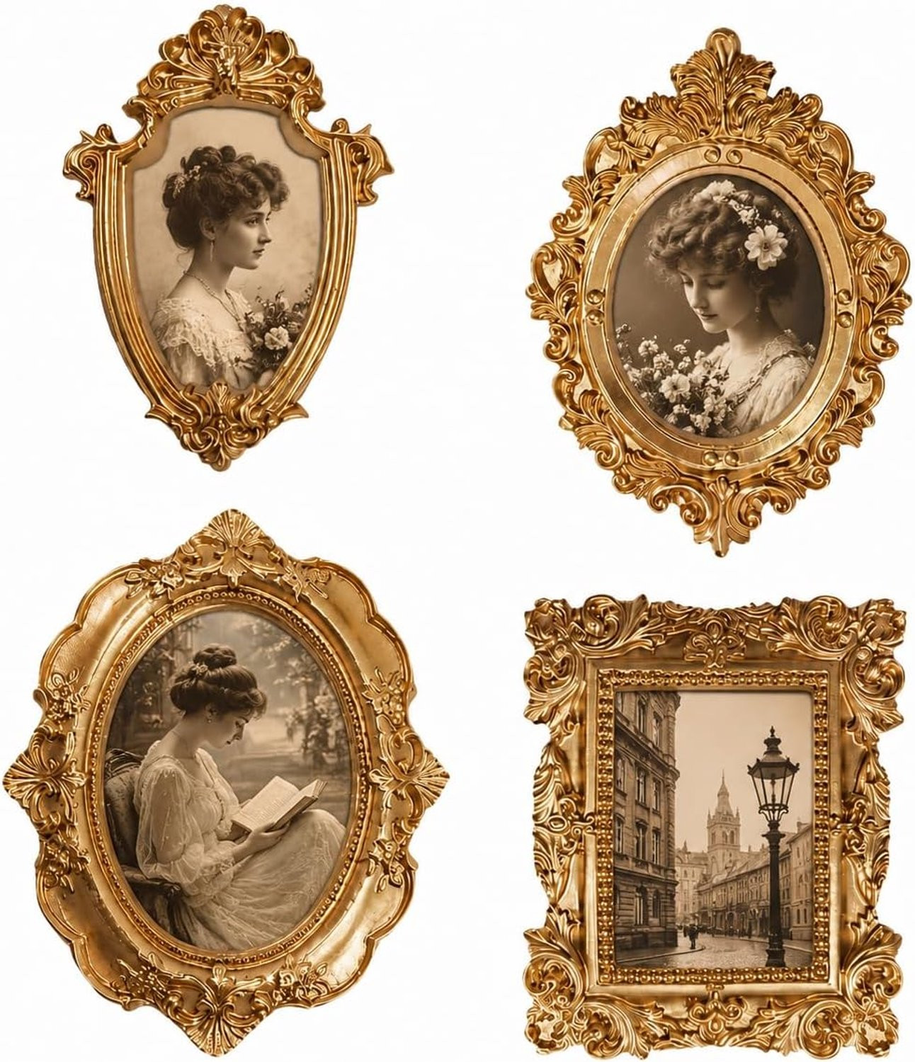 Set van 4 Retro Fotolijsten voor DIY Decoratie