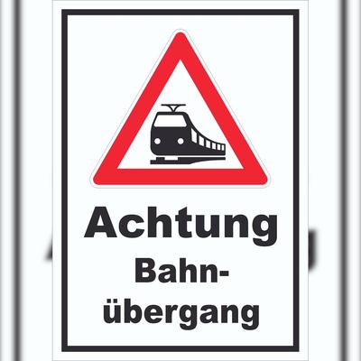 HB-Druck Schild Achtung Bahnübergang A3 (297x420mm)