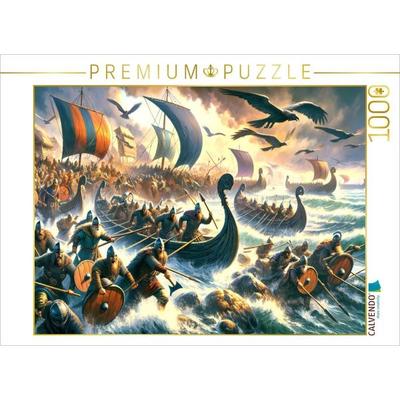 CALVENDO Puzzle Küstenraub: Wikinger im Angriff | 1000 Teile Lege-Größe 64x48cm Foto-Puzzle für glückliche Stunden
