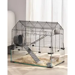 VEVOR Hamsterkäfig, 360°-Sicht, transparenter Hamsterlebensraum, Kleintierkäfig, 58x38x54 cm, belüfteter Mäusekäfig mit Wasserflasche, tragbares Hamsterhaus für Ratten, Meerschweinchen