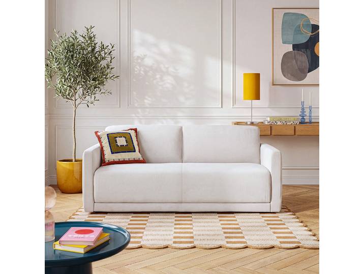 HABITAT - Canapé convertible 3 places - Couchage 160 cm - Matelas 13 cm - Tissu Atrani - Beige - Girona