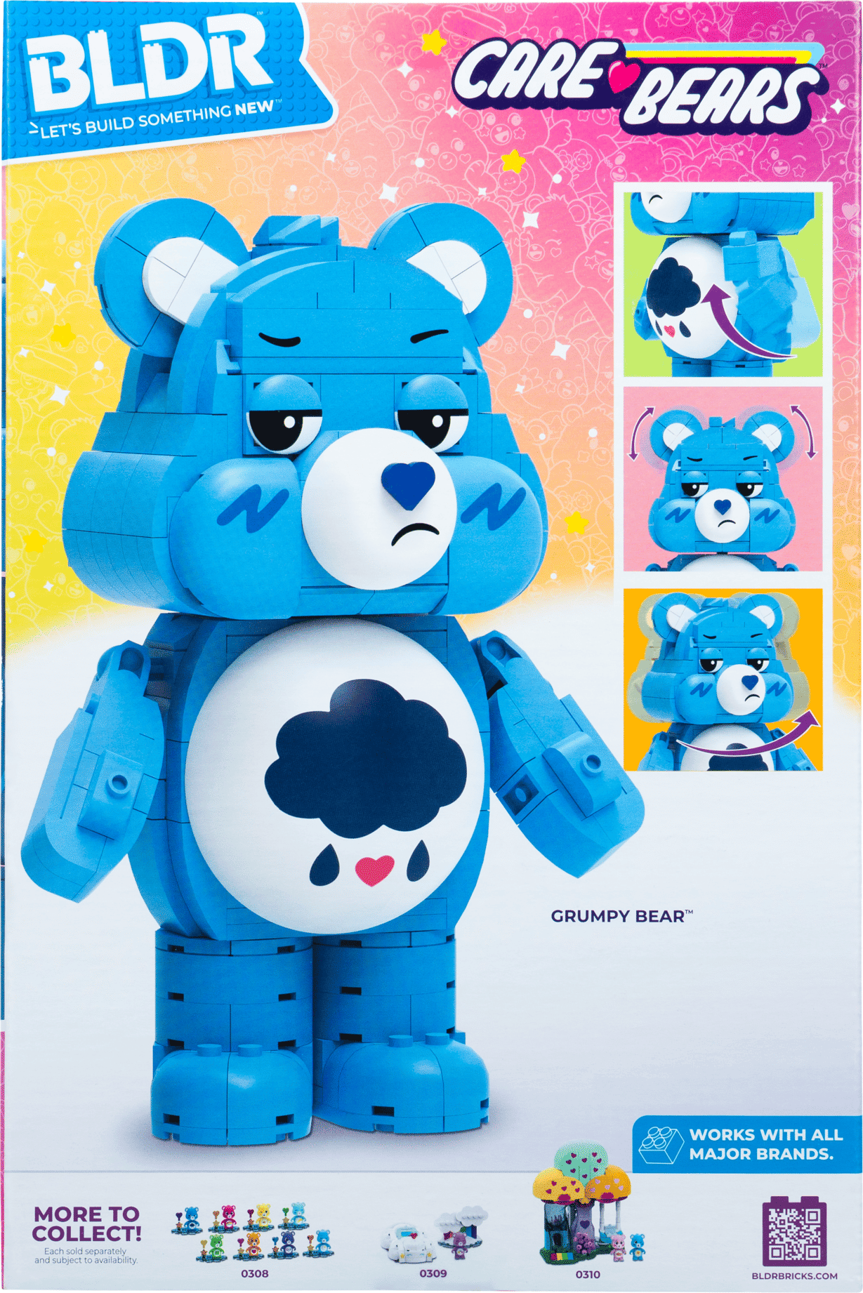 BLDR Care Bears Grumpy Bear Building Set - 419 Pieces for Kids - Blue - 7 in - Jazwares