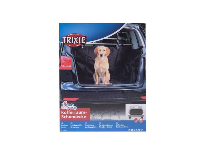 Tier-Autoschondecke TRIXIE Kofferraum-Schondecke Friends on Tour , schwarz, B:170cm L:230cm, Polyester, Tier-Autodecken, Tier-Autoschondecke