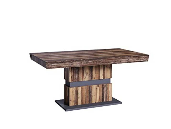 byLIVING Esstisch Matthew, Küchentisch 160 cm ausziehbar auf 215 cm Auszugstisch Old Wood-Optik dunkelbraun, 160-215x90x75cm (LxBxH)
