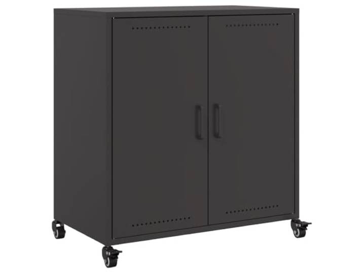 Sideboard Schwarz 68x39x72 cm aus Stahl mit Rollen Sideboard, schwarz, Stahl, kaltgewalzt, 68x39x72 cm, 4 Rollen, pflegeleicht, viel Stauraum