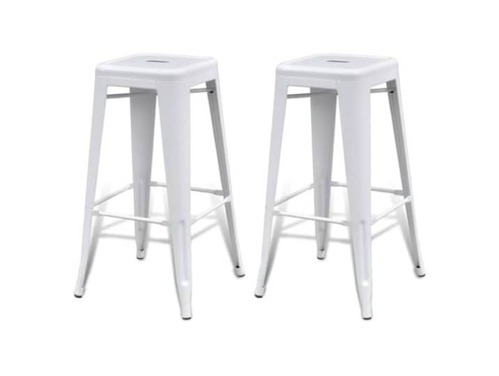 Barhocker, 2-teilig, weiß, Stahl, modernes Design, Fußstütze Sitzfläche 360 °, robuster Stahl, schlichter Stil, für Küche oder Theke, pflegeleicht