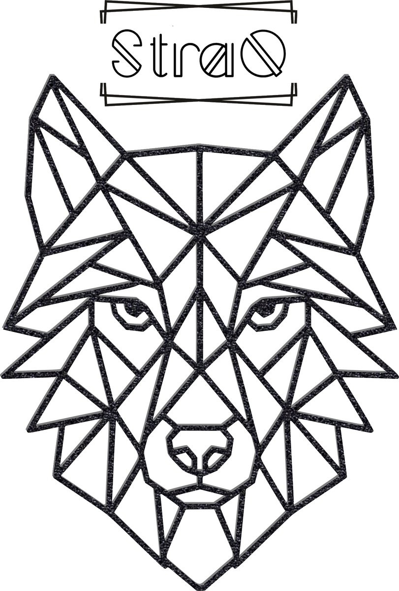 StraQ Zwarte Geometrische Wolf Wanddecoratie - 24 cm