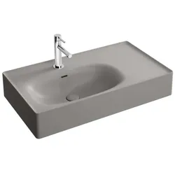 VitrA Equal Waschtisch 7242B476-0001 80x45cm, Hahnloch/Überlaufschlitz, Becken links, Ablage rechts, steingrau matt VC