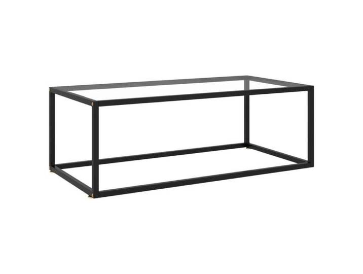 Fangming-Table basse Noir avec verre trempé 100x50x35 cm