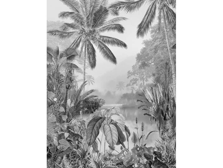 Komar - Fotobehang - Lac - Tropical - Black - & - White - 200x270 - cm