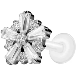 PTFE Labret mit Innengewinde + Titan-Aufsatz SCHNEEFLOCKE
