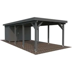 Palmako Carport Karl 23,1 m2 mit Geräteraum - dunkelgrau lackiert