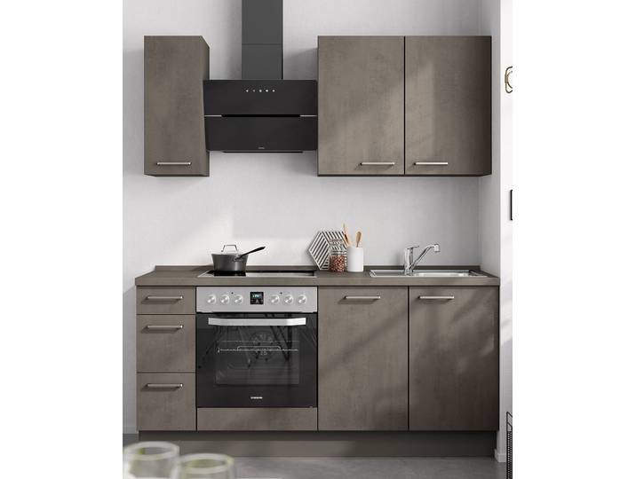 Küchenzeile High-Line Riva Kombi A 180cm Ausrichtung links Grau/Schiefergrau AEG