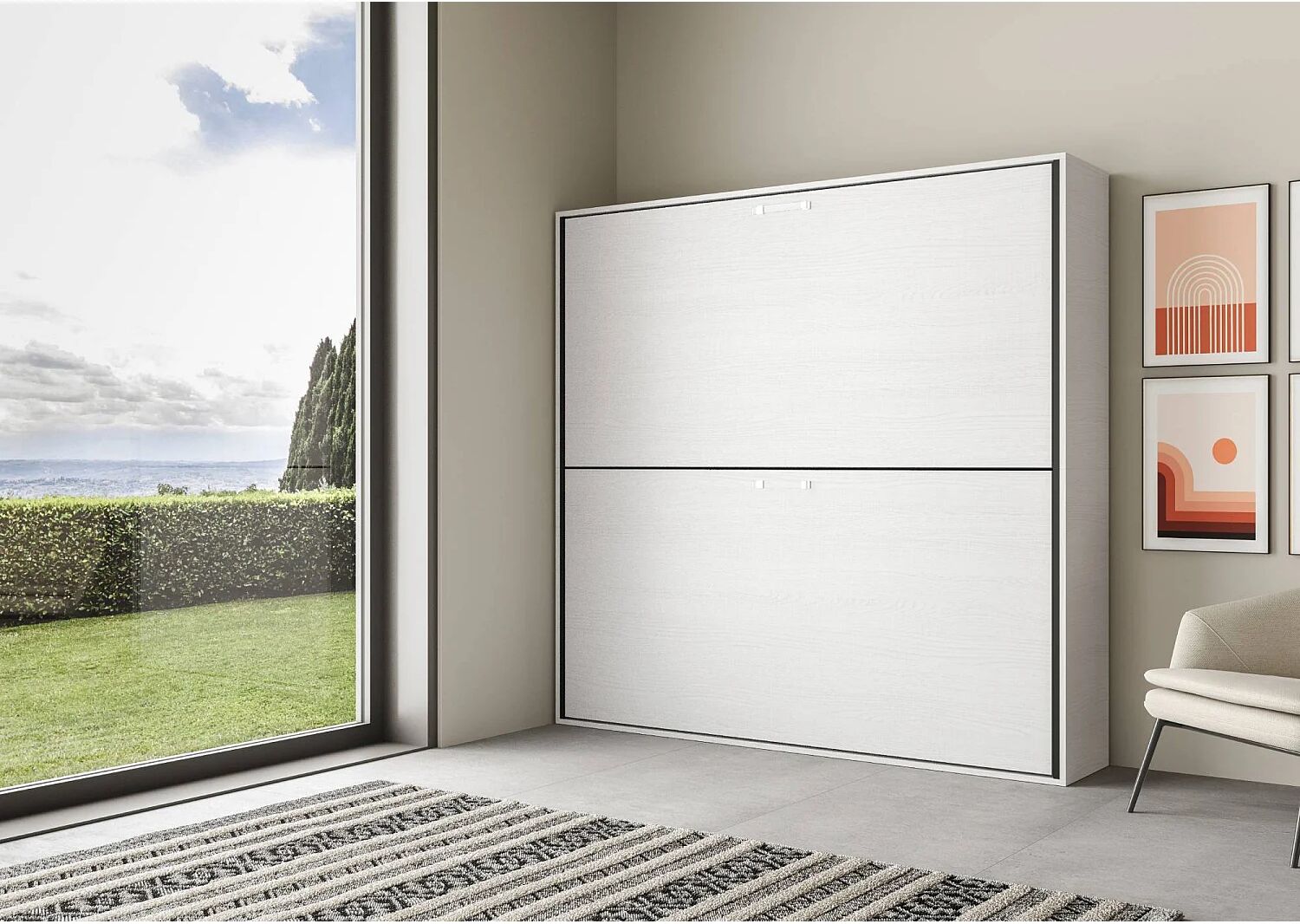 ITAMOBY Horizontaal Kando tweepersoons opklapbed eiken wit
