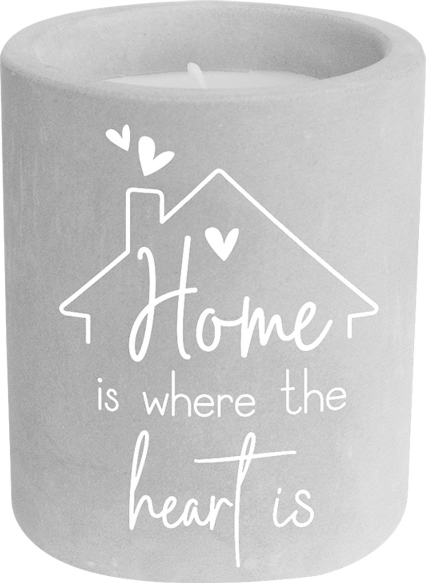 Paper Dreams Kaarsje Home is where the heart is - B/D/H: 6,5 x 6,5 x 8 cm - Cement