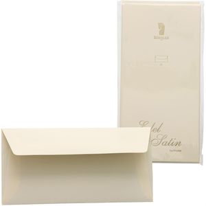 Rössler-Papier Briefumschläge Satin ivory,DIN lang, ohne Fenster, nassklebend, 100g/m², 20 Stück